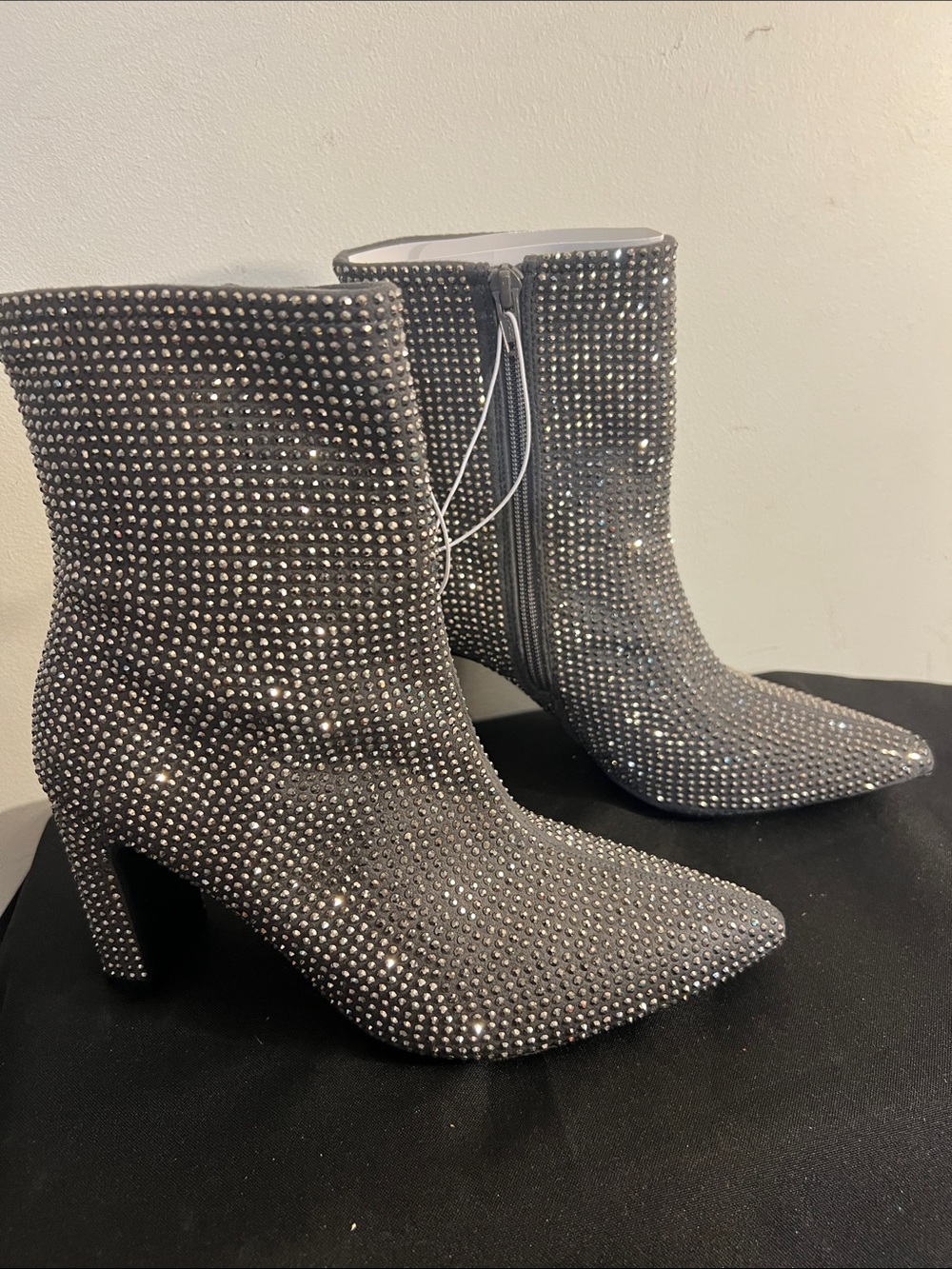 NWT A New Day Women Gloria Low Shaft Heeled Rhinestones Boots Memory Foam